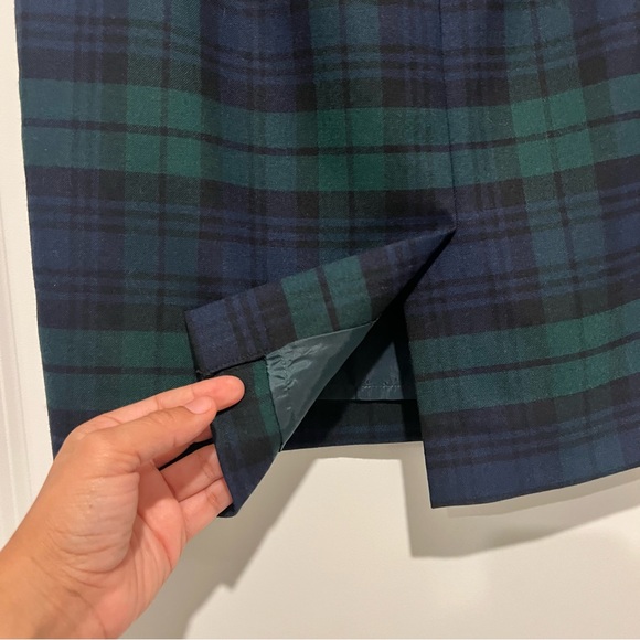 J. Crew Women's Wool Blend The Pencil Skirt in Navy & Green Tartan Plaid Sz. 4 - Picture 4 of 9